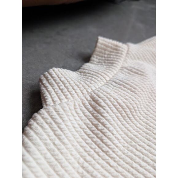 P CILL Ribbed Sweater Mock Neck 3/4 Sleeve Size Medium Faux Waffle Knit Pullover - Picture 4 of 10